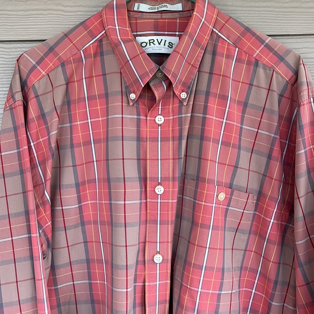Men’s Orvis Long Sleeve Button Down Shirt Size Large